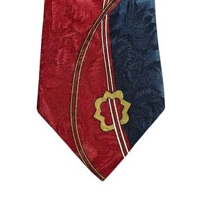 New Concepts Mens Tie Red Navy Blue Floral Jacquard Geometric Abstract Formal